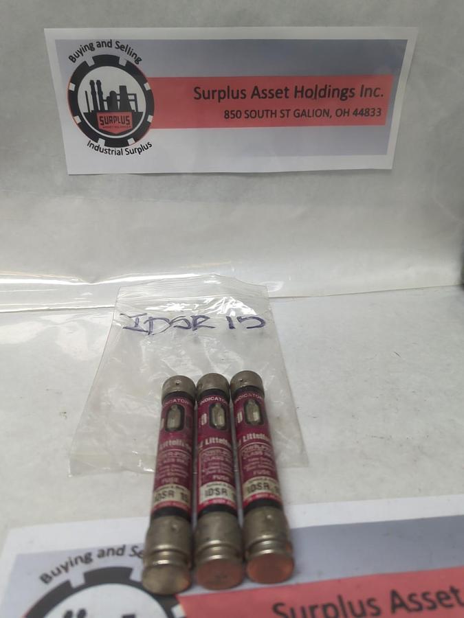Used LITTELFUSE,IDSR-15,INDICATOR 15 AMP FUSE LOT OF 3 PRE-OWNED