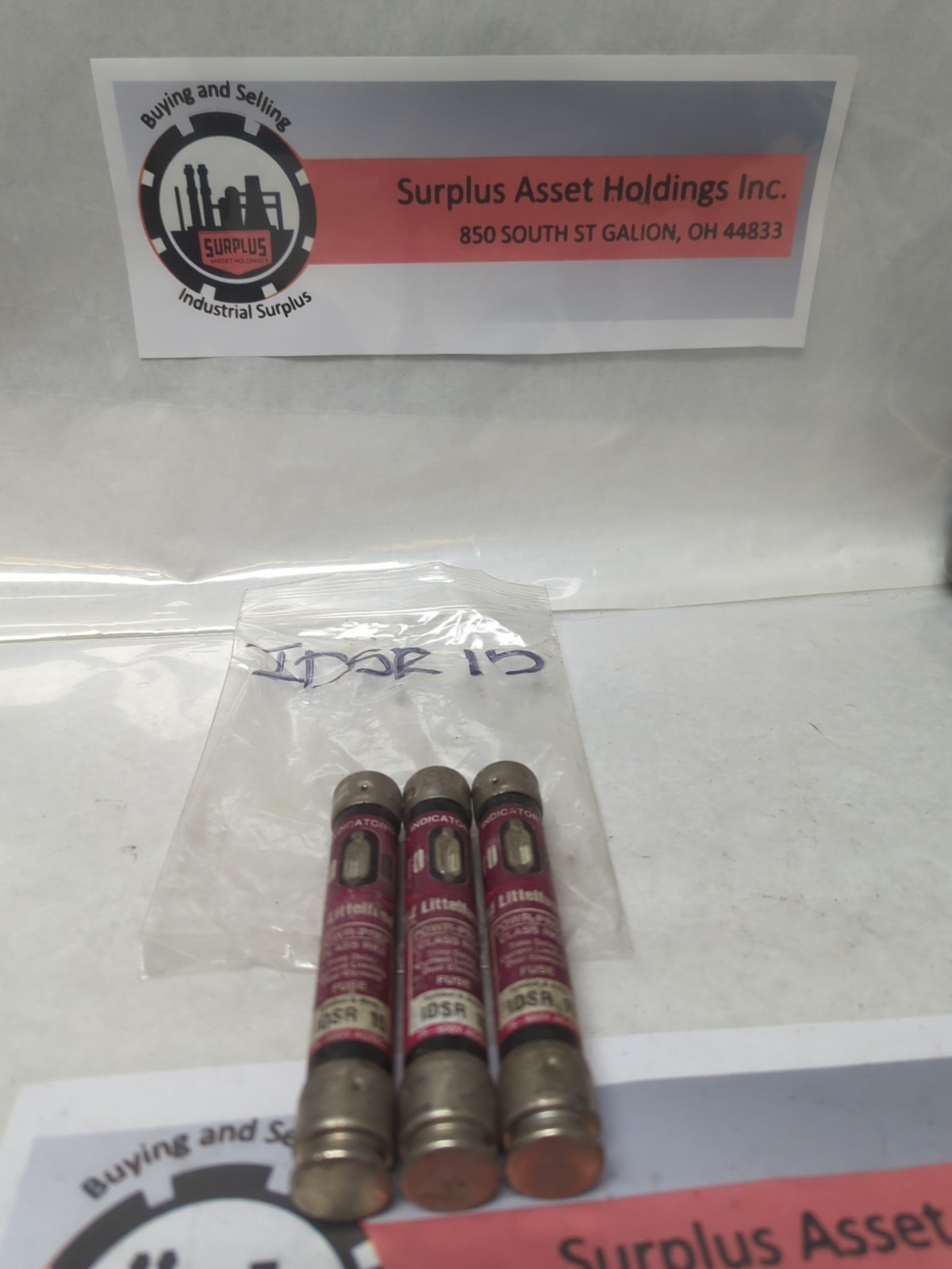 Used LITTELFUSE,IDSR-15,INDICATOR 15 AMP FUSE LOT OF 3 PRE-OWNED