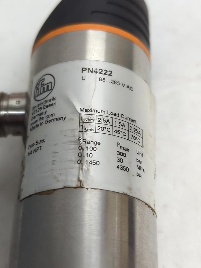 Used IFM,PN4222,ELECTRONIC PRESSURE MONITOR 1/4 INCH NPT PRE-OWNED