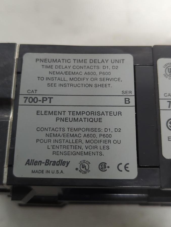 Used ALLEN BRADLEY,700-PT,PNEUMATIC TIME-DELAY UNIT PRE-OWNED