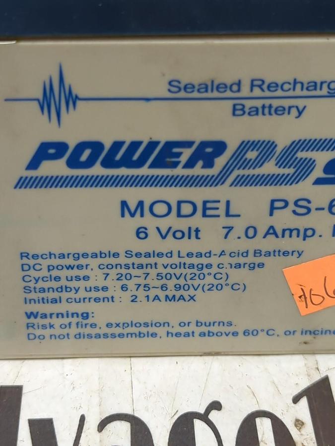 POWER-SONIC,MODEL PS-670,RECHARGABLE BATTERY 6V/7 AMP NOS