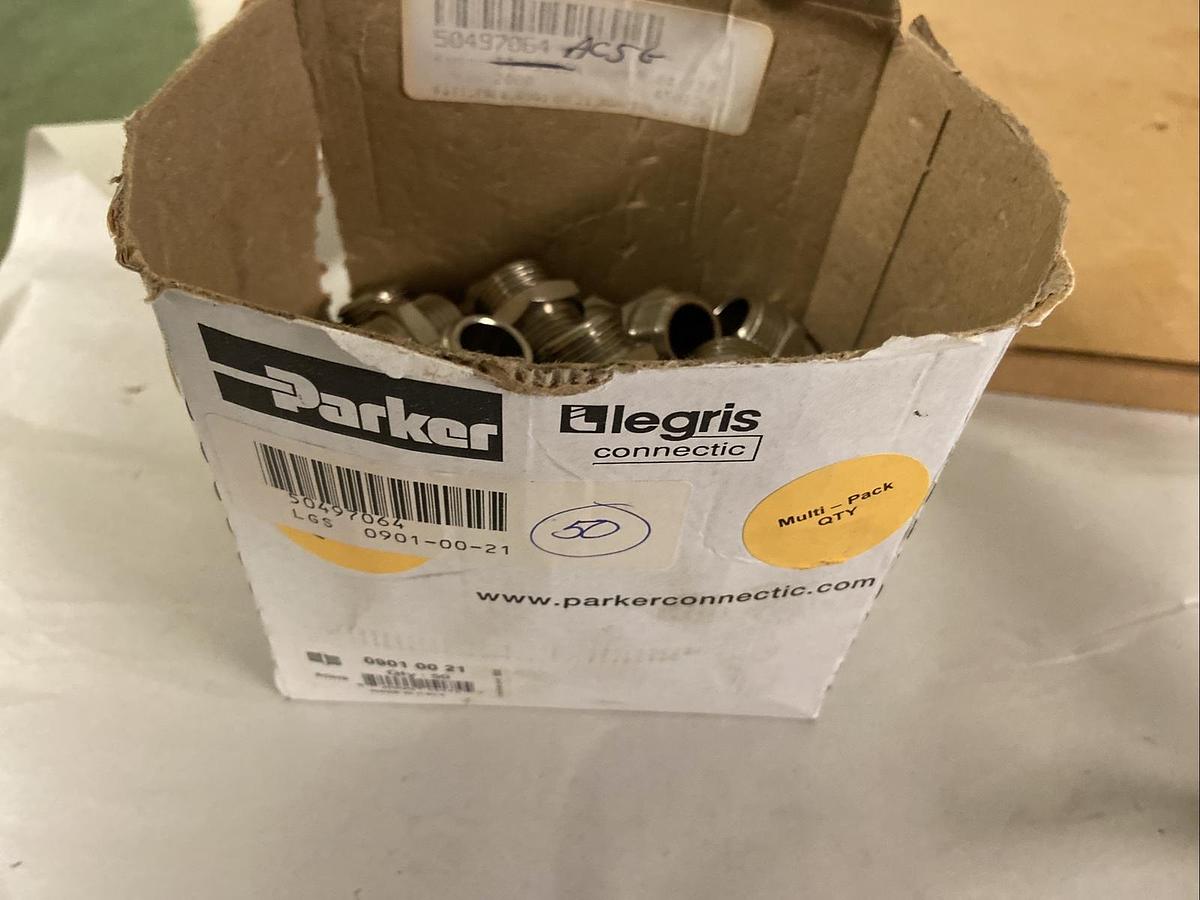 Parker,0901-00-21,1/2 INCH Nickel Plated Brass Fittings Lot of 50