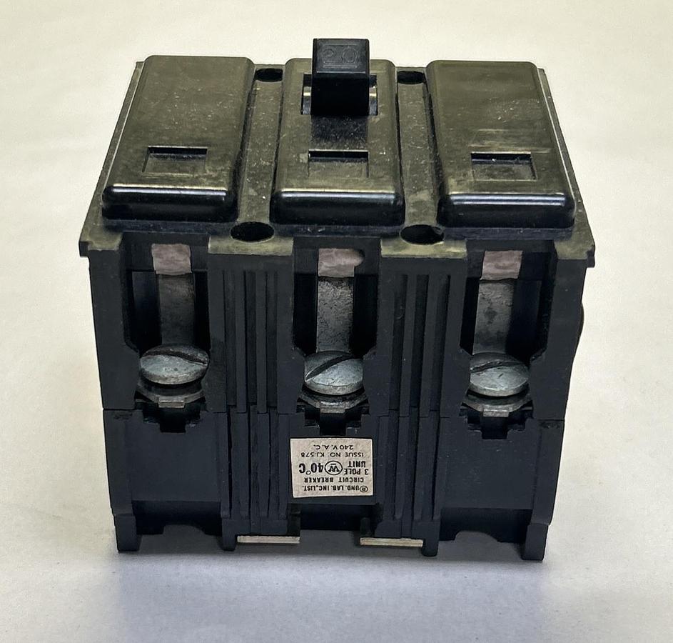Used WESTINGHOUSE,BA3020H,CIRCUIT BREAKER 20A 240V 3P