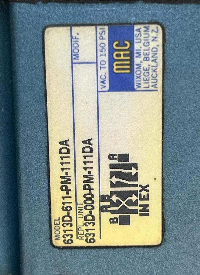 Used MAC VALVES,6313D-611-PM-111DA,SOLENOID VALVE W/ PR63A-21FA-9