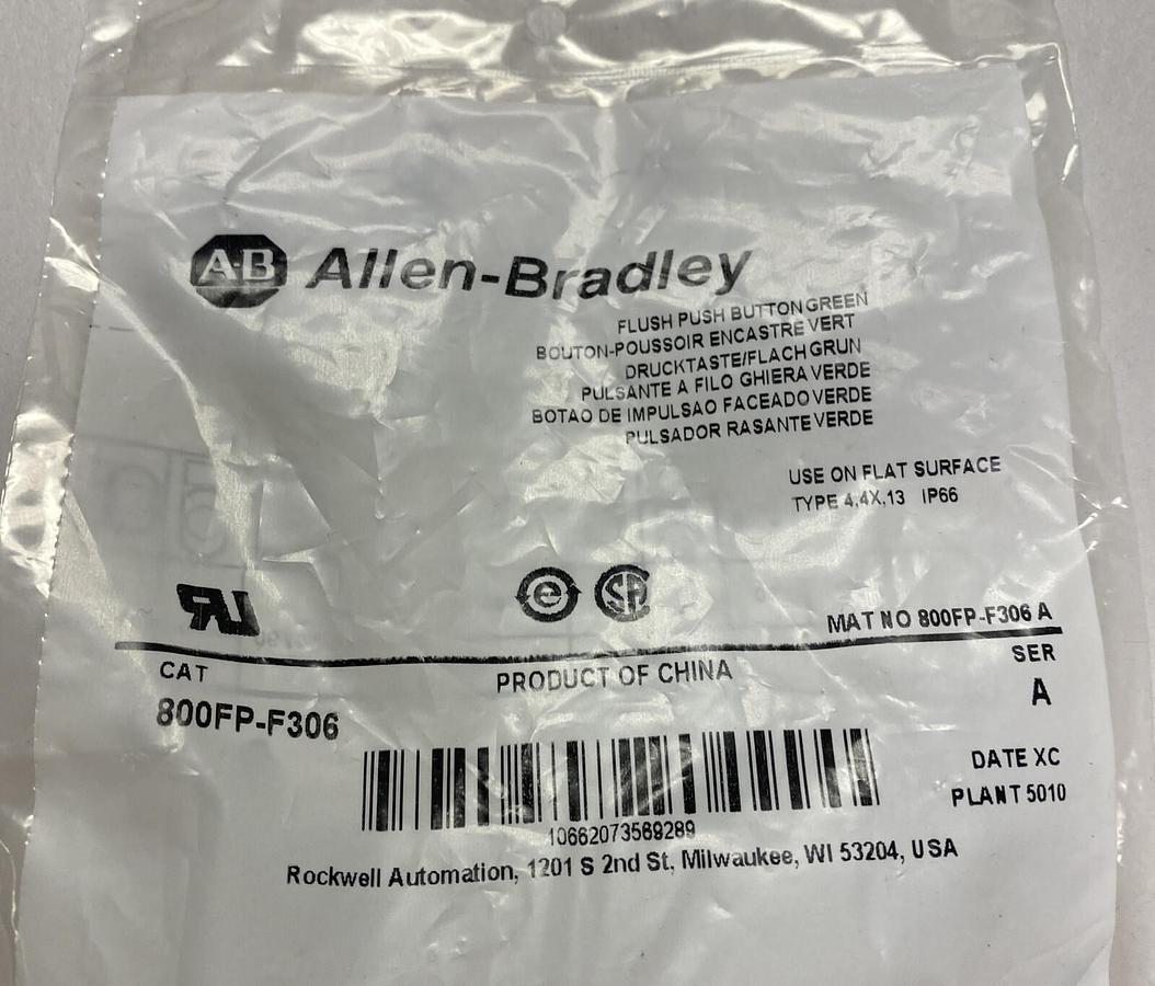 Used ALLEN BRADLEY,800FP-F306,SER A PUSH BUTTON NEW