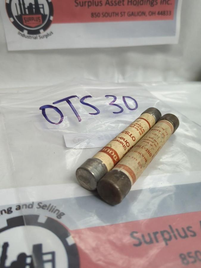 Used GOULD SHAWMUT,OTS 30,ONE-TIME 30 AMP FUSE LOT OF 2 PRE-OWNED