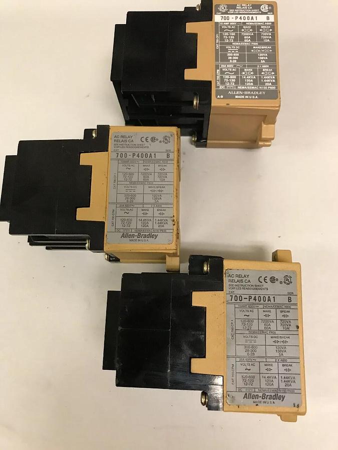 Used Allen Bradley,700-P400A1,Type P Relay lot 3