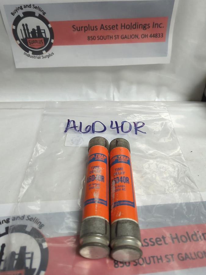 Used GOULD SHAWMUT,A6D40R,AMP-TRAP 40 AMP FUSE LOT OF 2 PRE-OWNED
