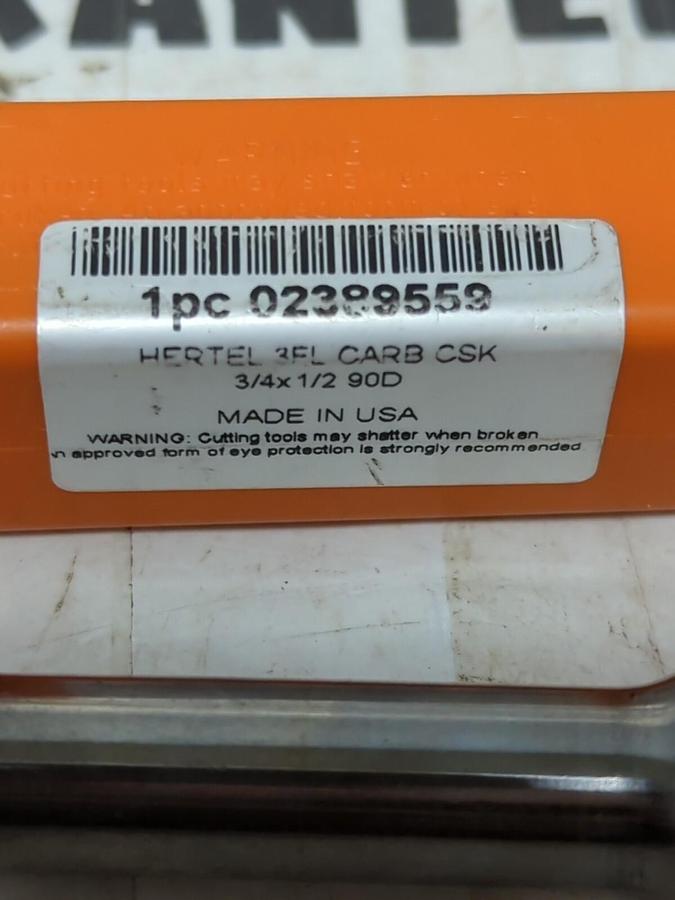 HERTEL,02389558,3/4 INCH 3-FLUTE CARBIDE COUNTERSINK 1/2 INCH SHANK NOS