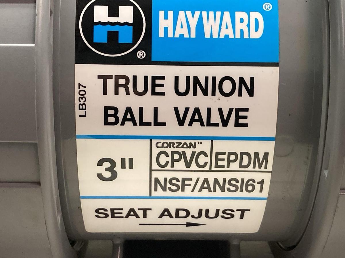 Used Hayward Flow Control,CPVC EPDM NSF/ANSI61,True Union Ball Valve 3"