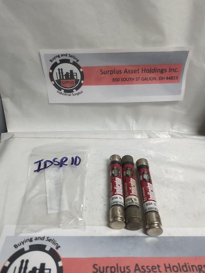 Used LITTELFUSE,IDSR10,INDICATOR 10 AMP FUSE LOT OF 3 PRE-OWNED