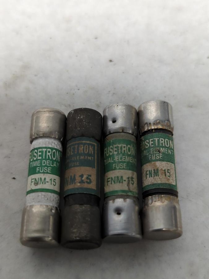Used COOPER BUSSMANN,FNM-15,FUSETRON 15 AMP FUSE LOT OF 4 PRE-OWNED