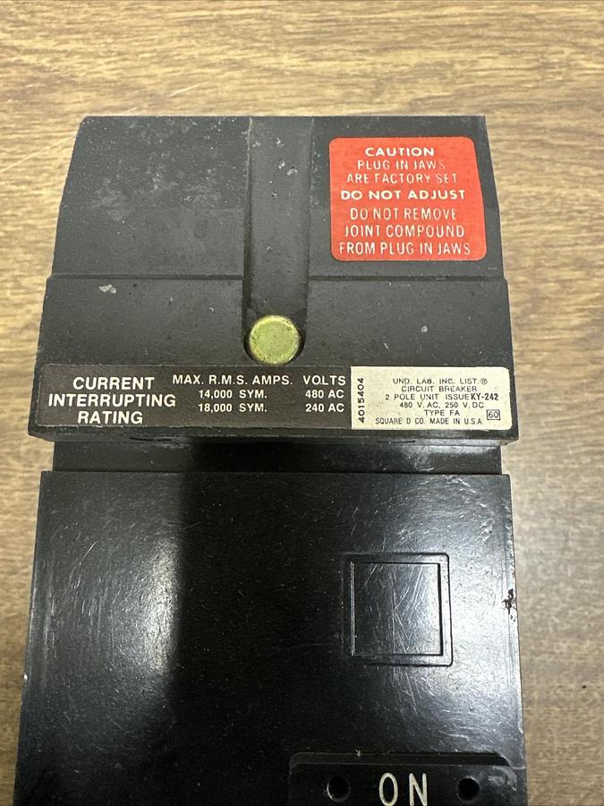 Square D,FA-24100AB,100Amp 2 Pole 480V I-Line Circuit Breaker