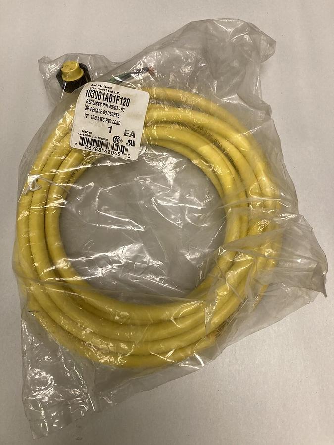 Used Brad Harrison,103001A01F120,Connectivity Cordset 3P Female 90 Degree