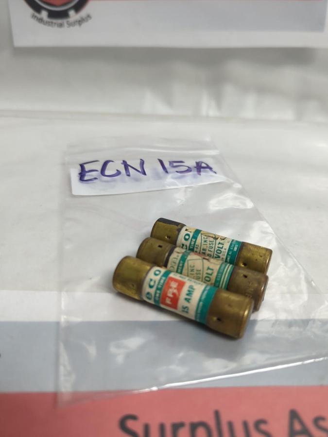 Used ECON,ECN-15,ONE-TIME 15 AMP FUSE LOT OF 3 PRE-OWNED