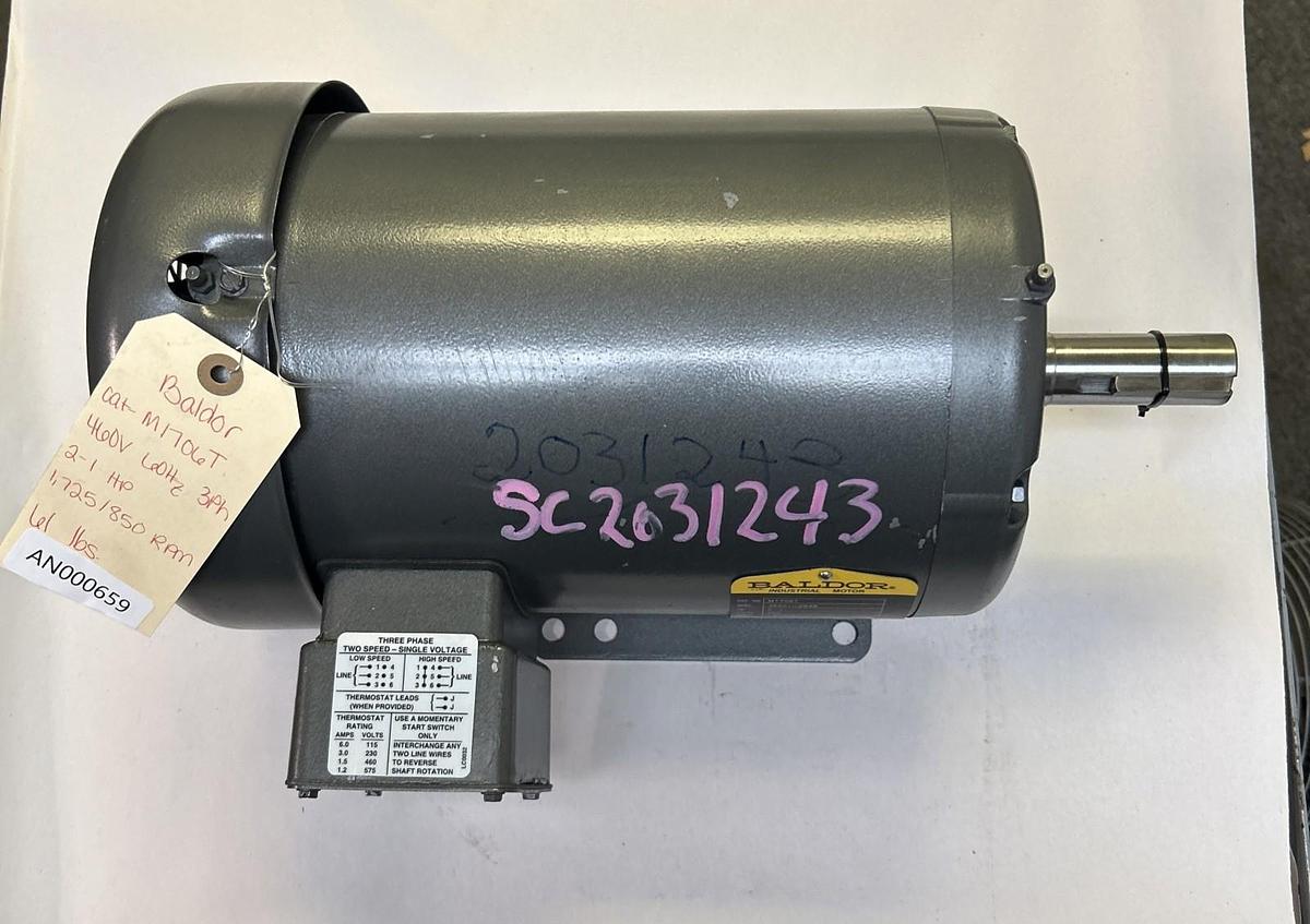 Used BALDOR,M1706T,AC MOTOR 21-HP 460V 1725/850 RPM 184T FRAME