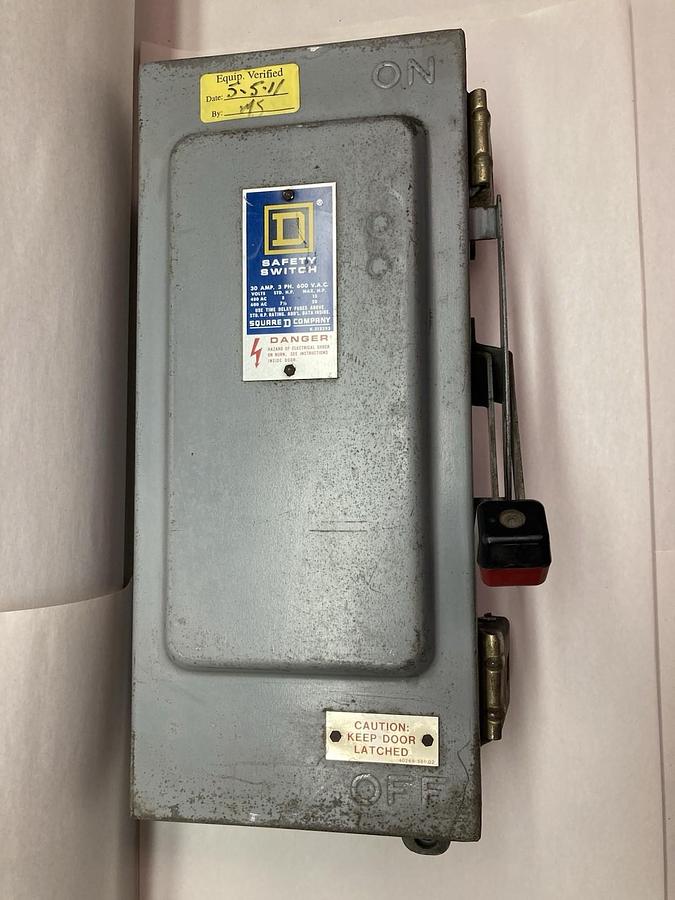 Used Square D,H361AWK,3-Phase Fusible Safety Switch 30A