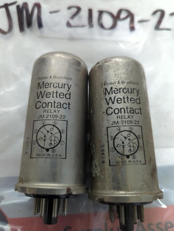 Used P&B,JM-2109-22,RELAY 8-PIN LOT OF 2 PRE-OWNED