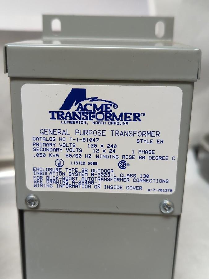 ACME,T-1-81047,BOOST AND BUCK TRANSFORMER VA:50 1-PHASE NOS