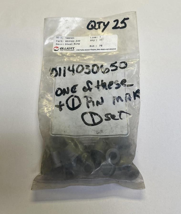 ELLIOT,853102-532,STEEL RING LOT OF 25 NOS