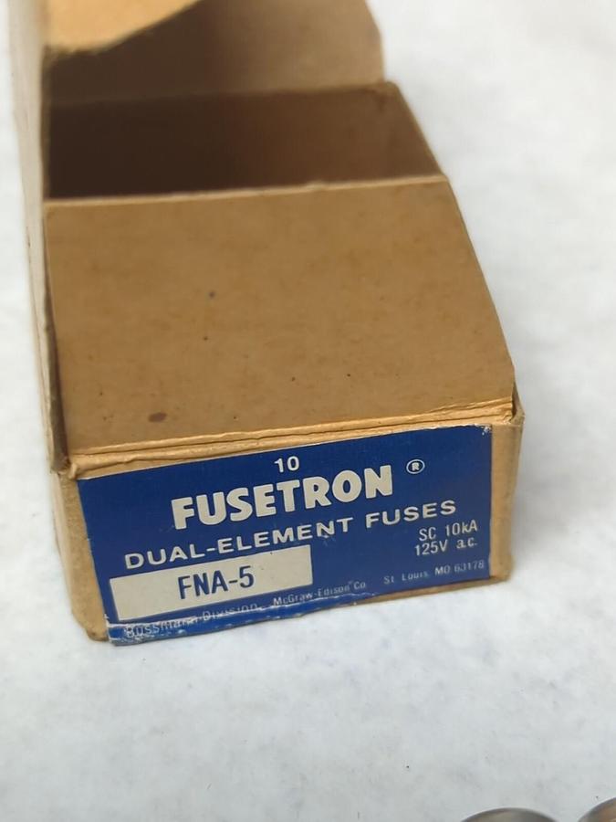 COOPER BUSSMANN,FNA-5,FUSETRON 5 AMP FUSES BOX OF 9 NOS
