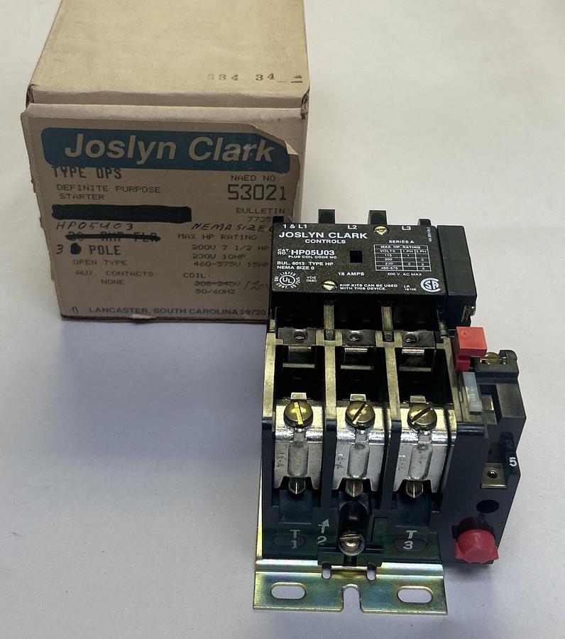 JOSLYN CLARK,HP05U03,MOTOR STARTER NOS