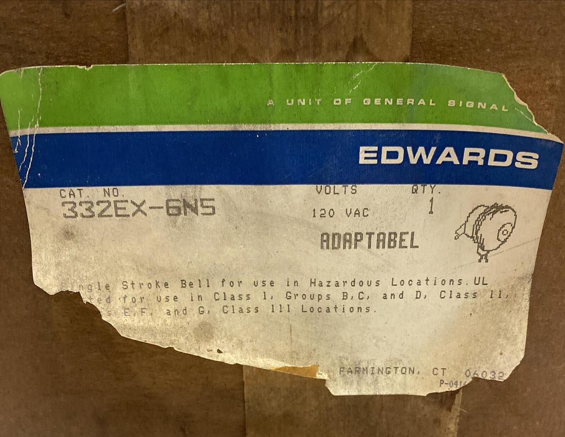 UTC FIRE & SECURITY COMPANY EDWARDS,332EX-6N5,HAZARDOUS SINGLE STROKE BELL NOS