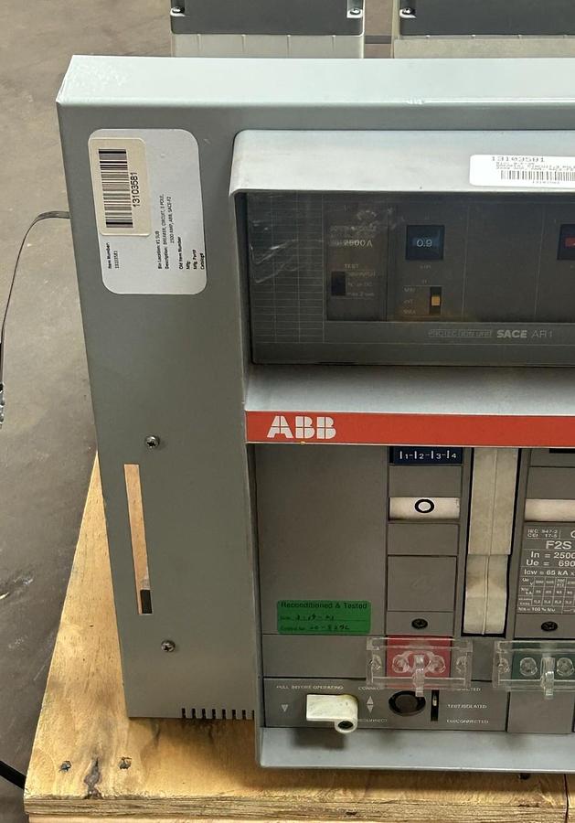 Used ABB,F2S,SACE F2 CIRCUIT BREAKER 2500A 690V 3P REFURBISHED