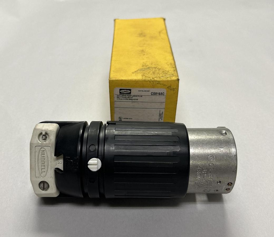 Used HUBBELL,CS8165C,INSULGRIP TWIST-LOCK PLUG 3P 4 WIRE NEW