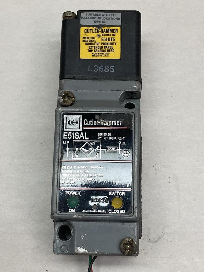 Used Cutler-Hammer,E51SAL,Photoelectric Sensor Switch Ser D1 20-264V 50/60Hz 500mA