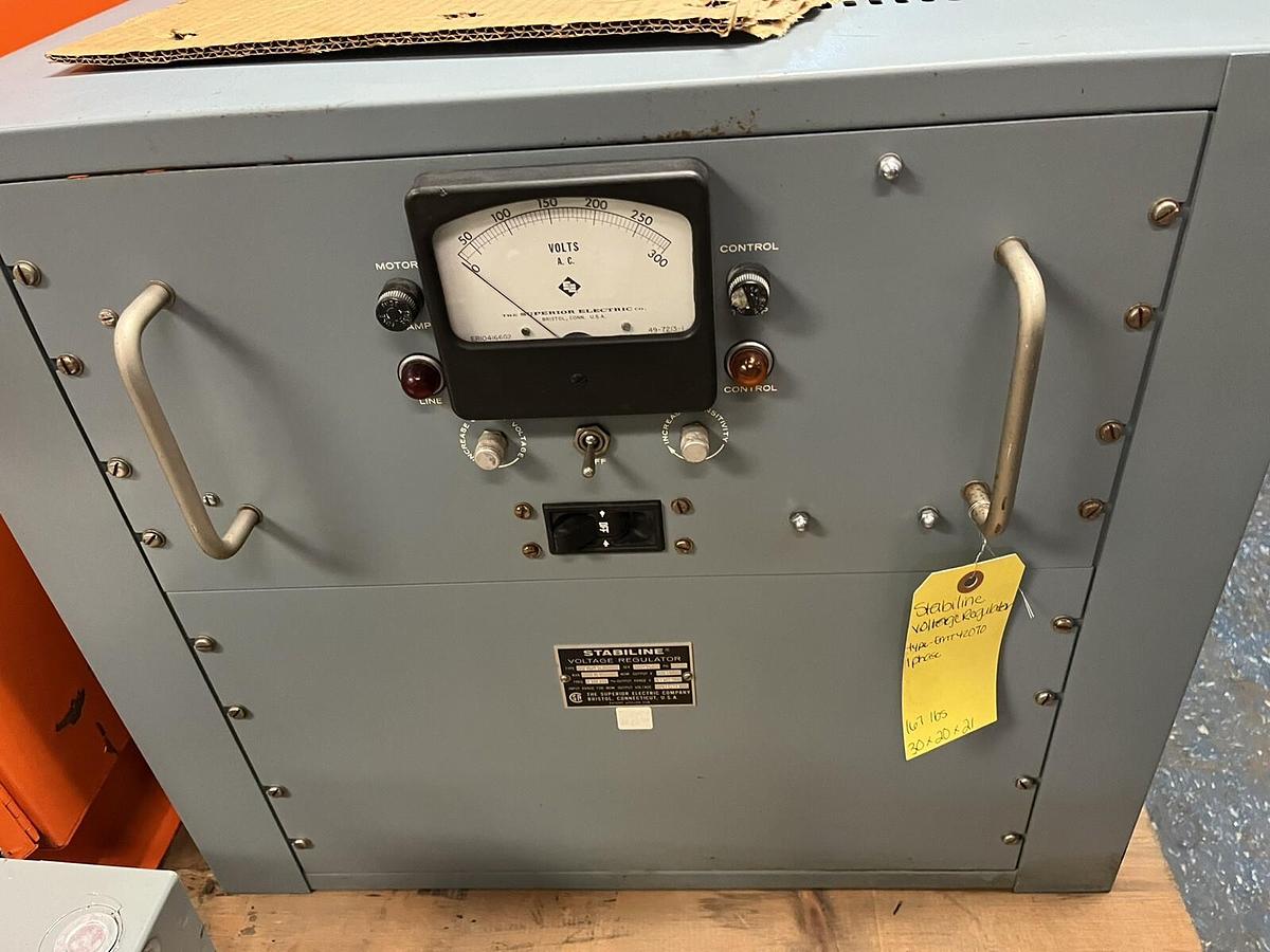 Used STABILINE,EMT4207C,VOLTAGE REGULATOR 8.3KVA 1PH OUTPUT 230V