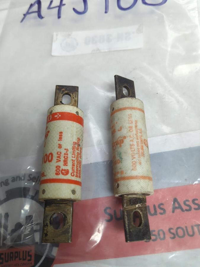 Used GOULD SHAWMUT,A4J100,AMP-TRAP FUSE 30 AMP LOT OF 2 PRE-OWNED