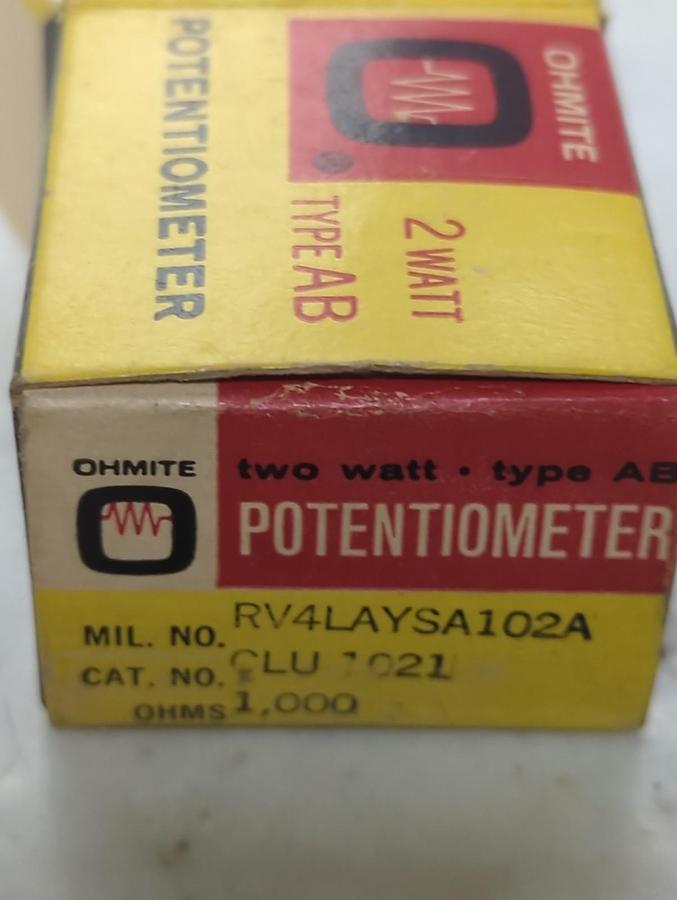 OHMITE,RV4LAYSA102A,POTENTIOMETER 2 WATT 1000 OHMS NOS