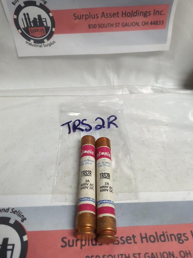 Used FERRAZ SHAWMUT,TRS2R,TRI-ONIC 2 AMP FUSE LOT OF 2 PRE-OWNED