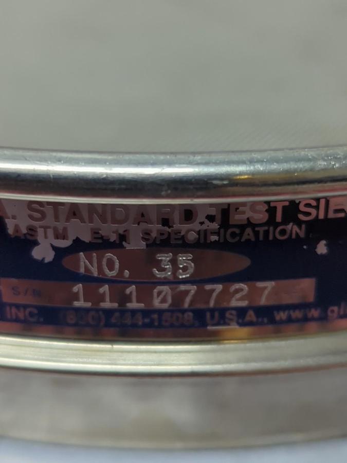 Used USA STANDARD,NO.35,TEST SIEVE 500UM .0197 INCH ASTM E-11 SPEC PRE-OWNED