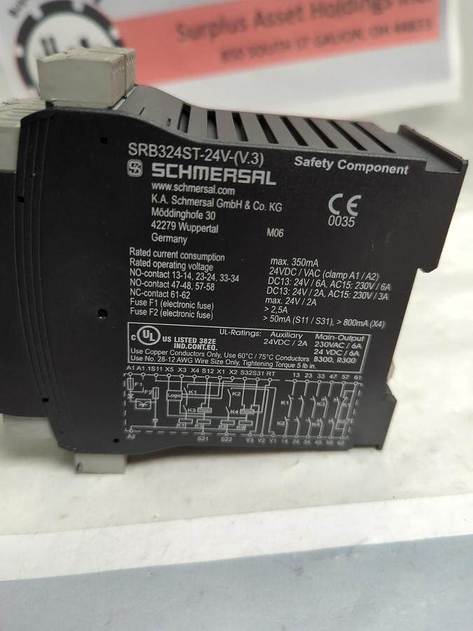Used SCHIMERSAL,SRB 324ST,SAFETY RELAY PRE-OWNED