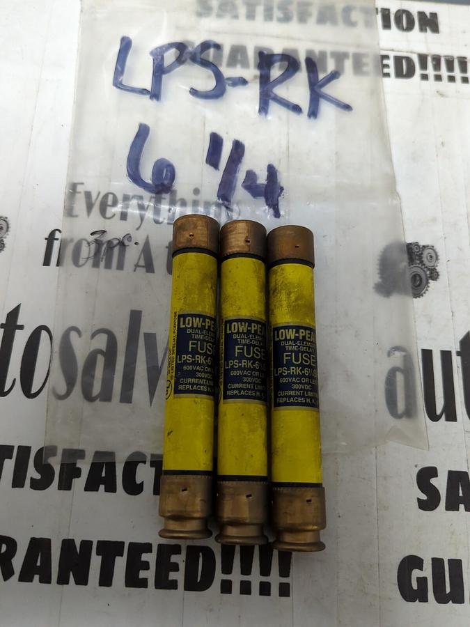COOPER BUSSMANN,LPS-RK-6 1/4,LOW-PEAK 6-1/4 AMP FUSES LOT OF 3 NOS