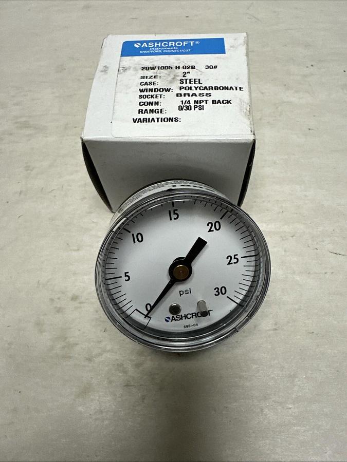 Used Ashcroft,20W1005 H 02B 30#,0-30 PSI Gauge