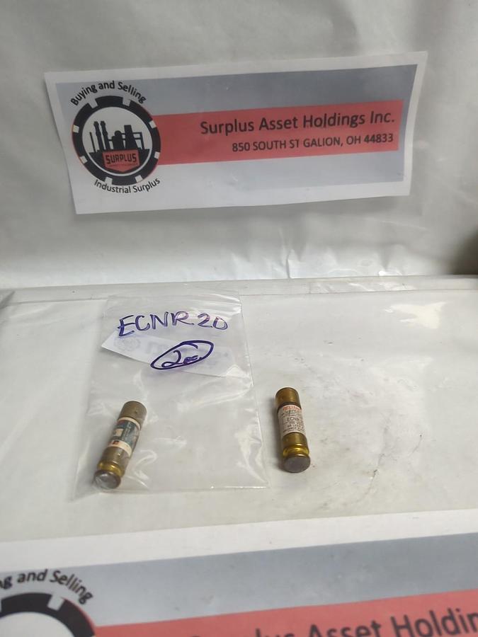Used RELIANCE,ECNR20,TIME-DELAY 20 AMP FUSE LOT OF 2 PRE-OWNED