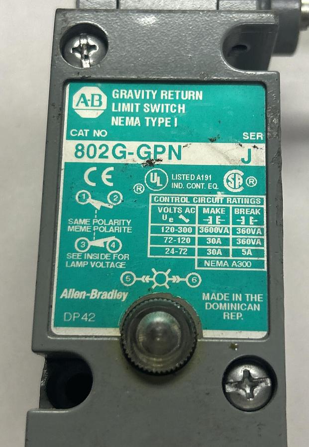 Used ALLEN BRADLEY,802G-GPN,LIMIT SWITCH