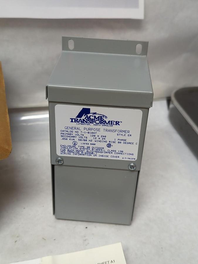 ACME,T-1-81047,BOOST AND BUCK TRANSFORMER VA:50 1-PHASE NOS
