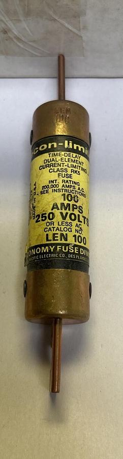Used ECONOMY FEDERAL PACIFIC,LEN-100,TIME-DELAY 100 AMP FUSE LOT OF 10