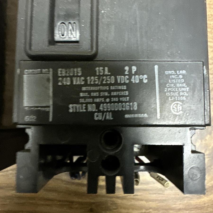 Used Westinghouse,EB2015,2 Pole 15A Circuit Breaker LOT of 2
