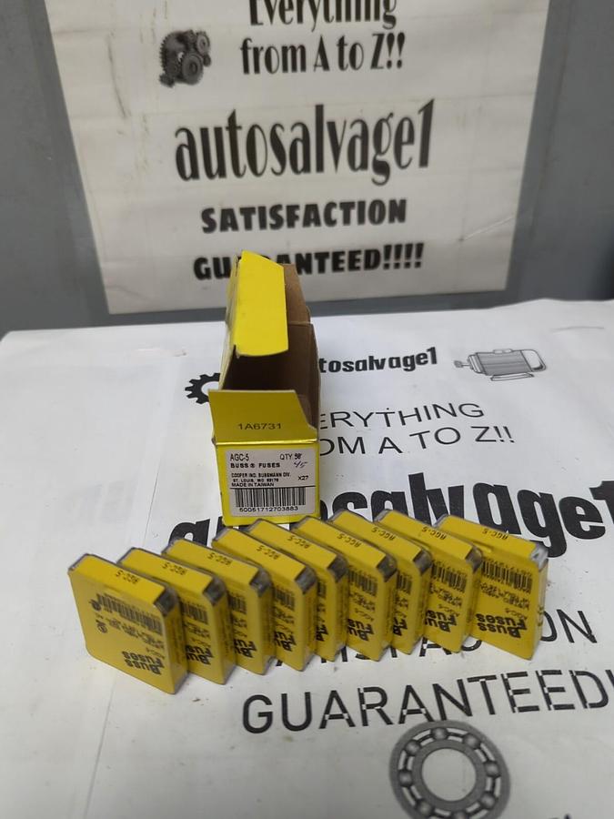 COOPER BUSSMANN,AGC-5,GLASS TUBE FUSES BOX OF 45 NEW