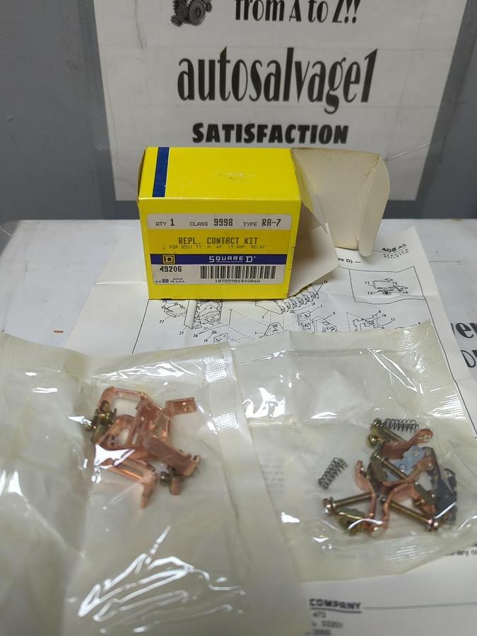 Used SQUARE D,49206,CLASS 9998 TYPE RA-7 CONTACT KIT NEW