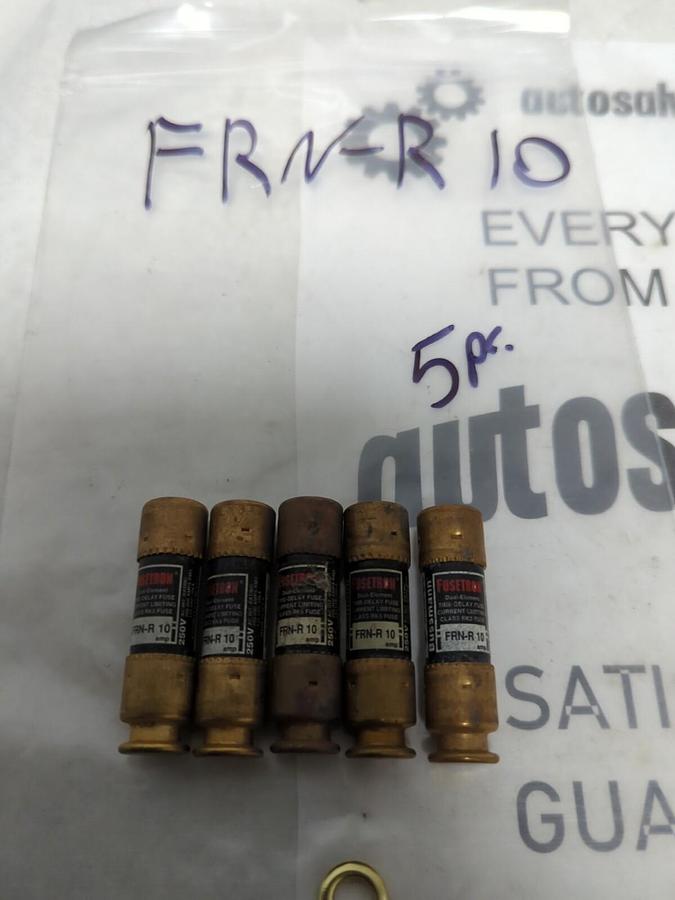 COOPER BUSSMANN,FRN-R-10,FUSETRON 10 AMP FUSE LOT OF 5 NOS