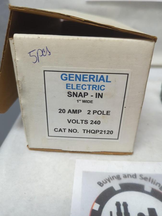 Used GENERAL ELECTRIC,THQP2120,CIRCUIT BREAKER 20 AMP 2-POLE LOT OF 5 PRE-OWNED