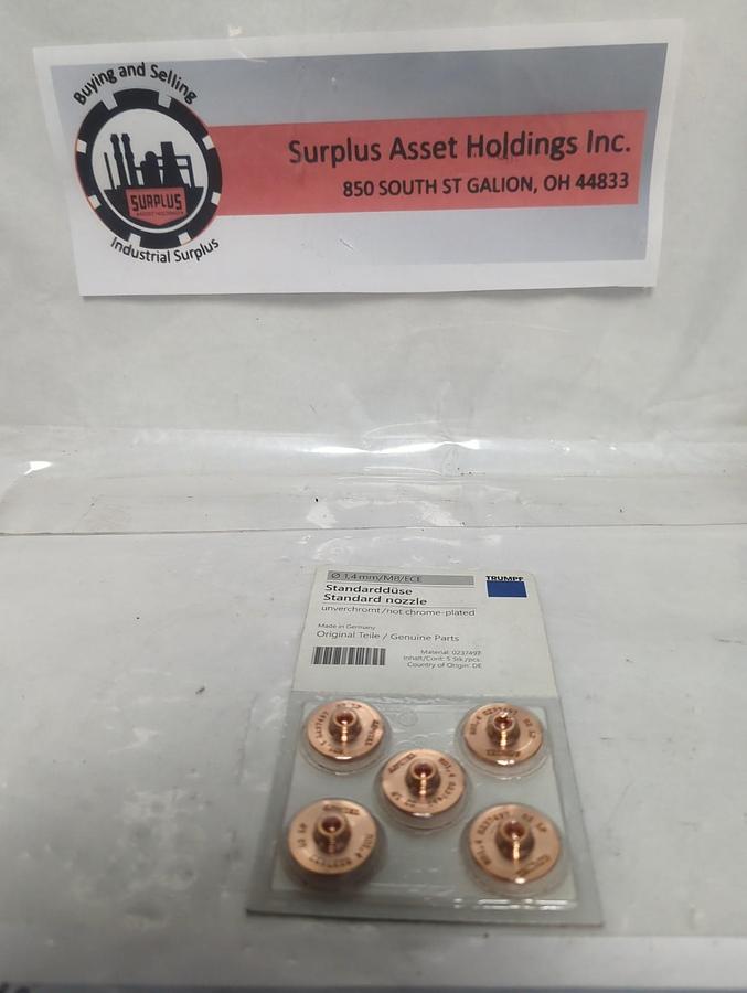 TRUMPF,0237497,CHROME PLATED LASER MACHINE NOZZLE 1.4MM/M8/ECE PACK OF 5 NOS