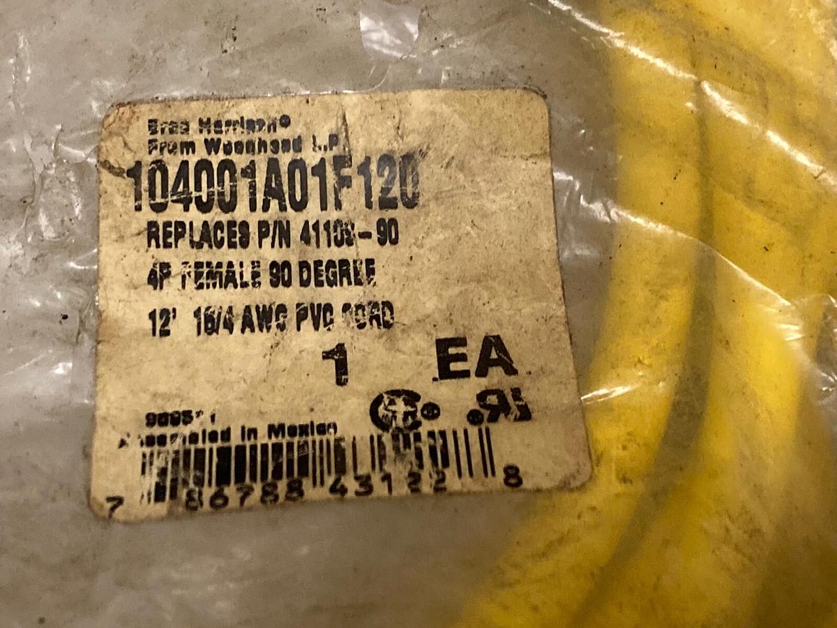 Used Brad Harrison,104001A01F120,Female Cordset 4 Pin Receptacle