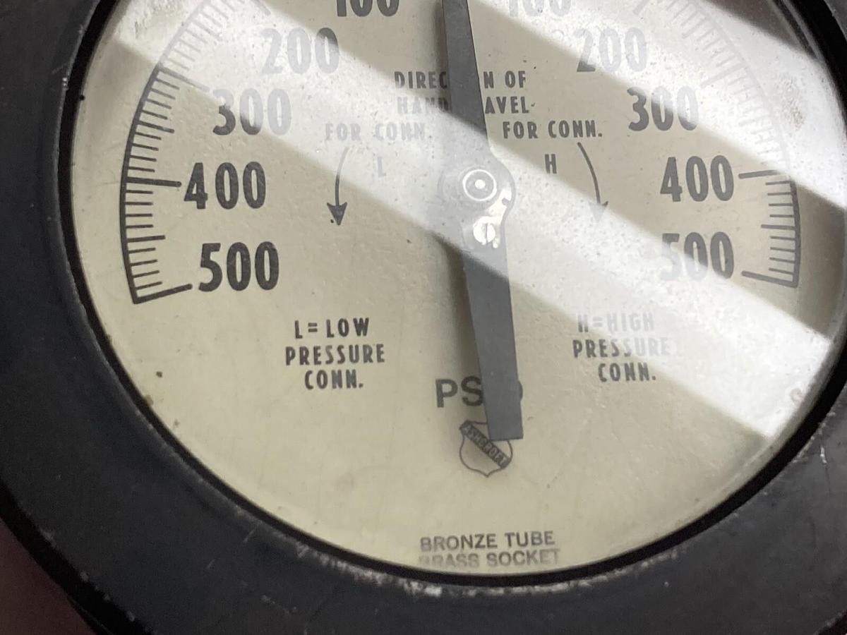 Used Ashcroft,500-0-500 PSID,Pressure Gauge